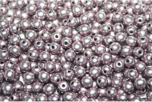 Czech Round Beads Sueded Gold Blackened Pearl 4mm - 100pcs