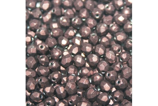Fire Polished Beads Saturated Metallic Chicory Coffee 4mm - 60pcs