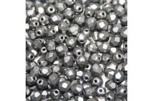 Fire Polished Beads Saturated Metallic Frost Gray 4mm - 60pcs