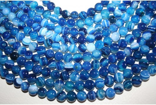 Agate Beads Veined Blue Sphere 8mm - 48pz
