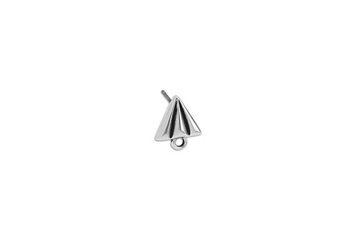 Triangle earring paper shuttle with 1 ring - Silver 9,7X11mm - 2pcs