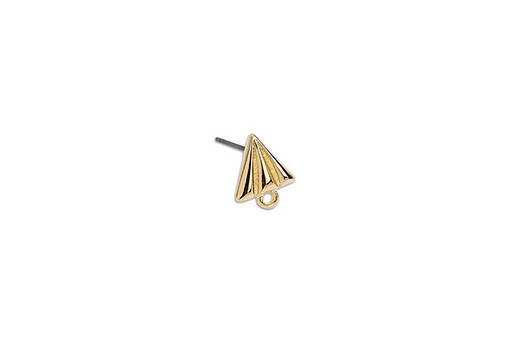 Triangle earring paper shuttle with 1 ring - Gold 9,7X11mm - 2pcs