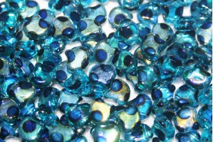 Czech Glass Ginko Beads - Dotted Aquamarine AB Full Azuro 7,5mm - 10gr
