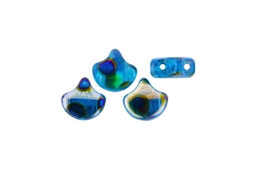 Czech Glass Ginko Beads - Dotted Aquamarine AB Full Azuro 7,5mm - 10gr 2