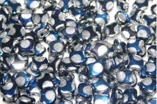 Czech Glass Ginko Beads - Dotted Jet Blue Moon 7,5mm - 10gr