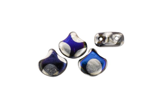 Czech Glass Ginko Beads - Dotted Jet Blue Moon 7,5mm - 10gr 2