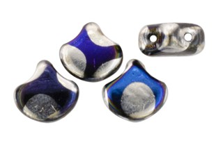 Czech Glass Ginko Beads - Dotted Jet Blue Moon 7,5mm - 10gr