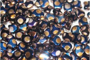 Czech Glass Ginko Beads - Dotted Jet Blue Sun 7,5mm - 10gr