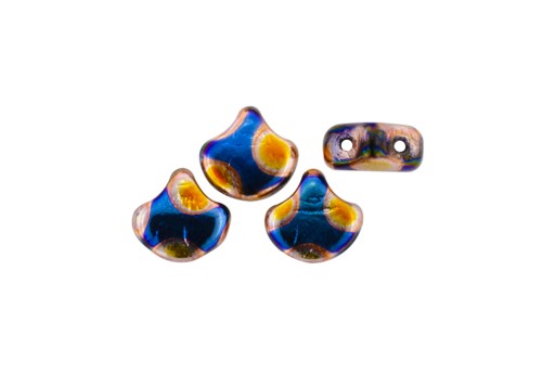Czech Glass Ginko Beads - Dotted Jet Blue Sun 7,5mm - 10gr 2