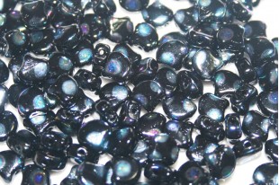 Czech Glass Ginko Beads - Dotted Jet Full AB 7,5mm - 10gr