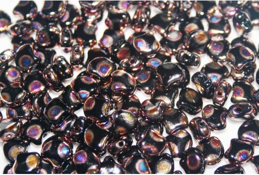 Czech Glass Ginko Beads - Dotted Jet Full Sliperit 7,5mm - 10gr