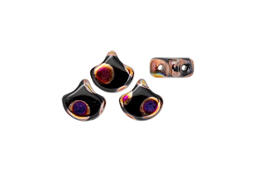 Czech Glass Ginko Beads - Dotted Jet Full Sliperit 7,5mm - 10gr 2