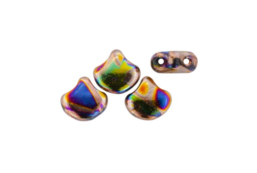 Czech Glass Ginko Beads - Batik Jet Summer Rainbow 7,5mm - 10gr