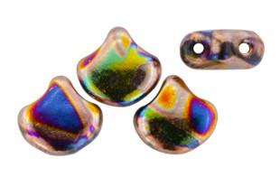 Czech Glass Ginko Beads - Batik Jet Summer Rainbow 7,5mm - 10gr