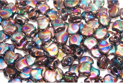 Czech Glass Ginko Beads - Batik Jet Summer Rainbow 7,5mm - 10gr 2