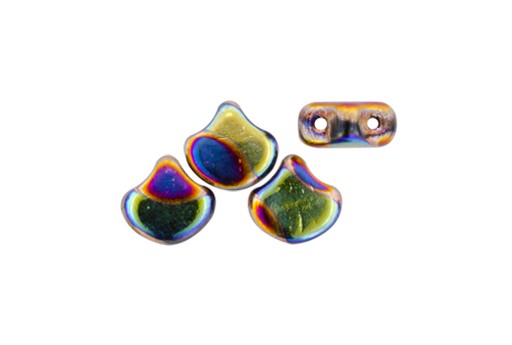 Czech Glass Ginko Beads - Dot Jet Summer Rainbow 7,5mm - 10gr