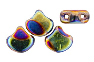 Czech Glass Ginko Beads - Dot Jet Summer Rainbow 7,5mm - 10gr