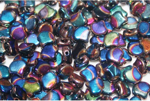 Czech Glass Ginko Beads - Dot Jet Summer Rainbow 7,5mm - 10gr 2