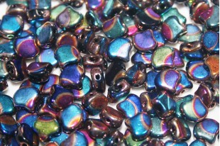 Czech Glass Ginko Beads - Dot Jet Summer Rainbow 7,5mm - 10gr