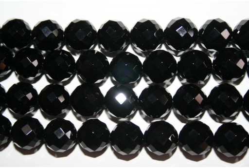 Black Onyx Round Faceted Bead Strand 16mm - 25pcs