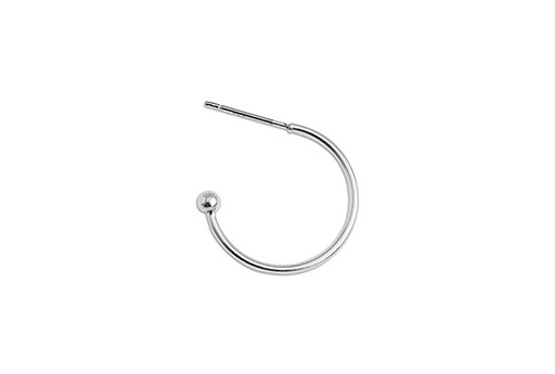 Brass Earring Hoop With Ball Inox Pin - Silver 20x20mm -2pcs