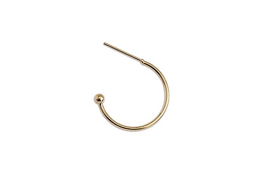 Brass Earring Hoop With Ball Inox Pin - Gold 20x20mm -2pcs