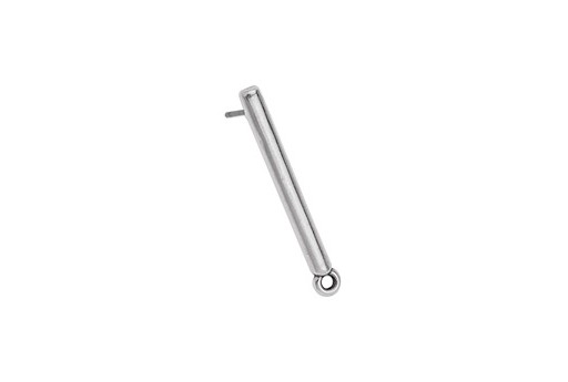 Earring Stick With One Ring With Titanium Pin - Silver 29x3mm - 2pcs