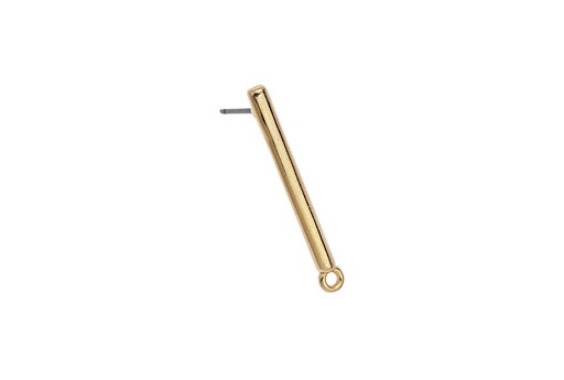 Earring Stick With One Ring With Titanium Pin - Gold 29x3mm - 2pcs