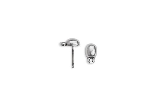 Earring oval with titanium pin - Silver 5,5x9,5mm- 2pcs