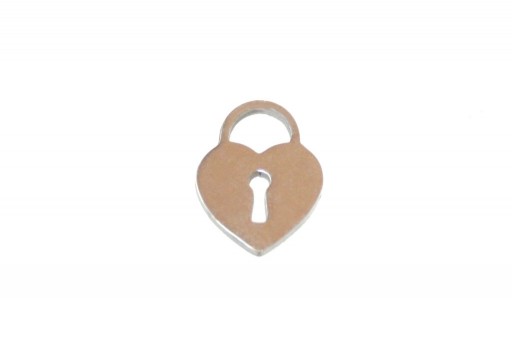 Charms in Acciaio Lucchetto Cuore - 13x10mm - 2pz