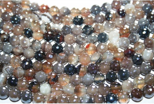 Pietre Dure Agata Striata Grigia Sfaccettata - Tondo 6mm - 60pz-perlinebijoux.com-