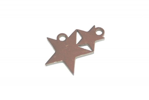 Stainless Steel Charms Duble Star - 12x17,8mm - 2pcs