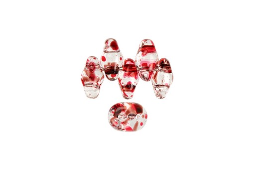 Perline Superduo Confetti Splash Red Pink 5x2,5mm - 10gr 2