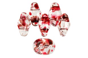 Perline Superduo Confetti Splash Red Pink 5x2,5mm - 10gr