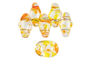 Superduo Beads Confetti Splash Orange Yellow 5x2,5mm - 10gr