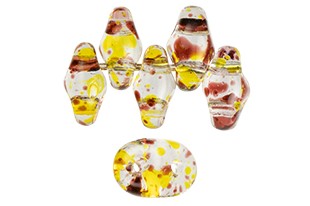 Superduo Beads Confetti Splash Red Yellow 5x2,5mm - 10gr