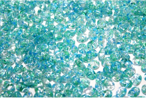 Perline Superduo Confetti Splash Blue Green 5x2,5mm - 10gr