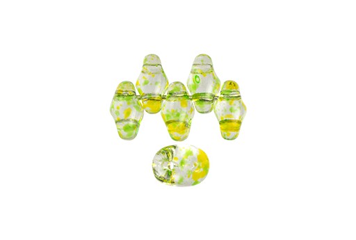 Superduo Beads Confetti Splash Yellow Green 5x2,5mm - 10gr 2