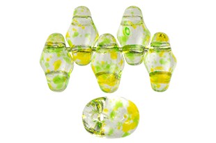 Superduo Beads Confetti Splash Yellow Green 5x2,5mm - 10gr