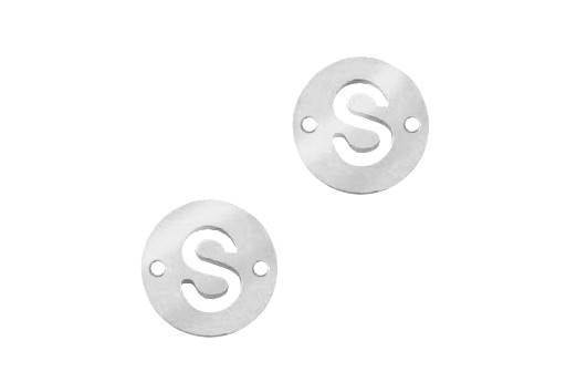 Stainless Steel Charms Connector Letter S - Platinum 12mm - 2pcs
