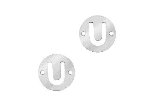 Stainless Steel Charms Connector Letter U - Platinum 12mm - 2pcs