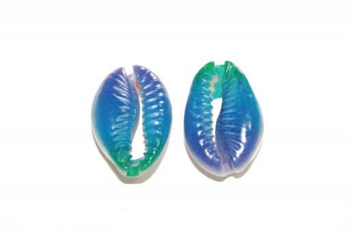 Conchiglia Ciprea - Fantasia Blue circa 20x13mm - 4pz