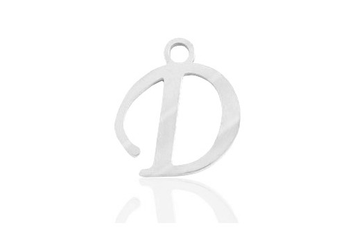 Stainless Alphabet Pendant Letter D 16mm - 1pc