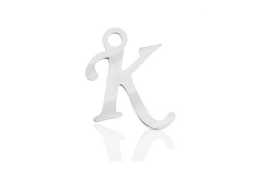 Stainless Alphabet Pendant Letter K 16mm - 1pc