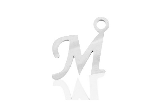 Stainless Alphabet Pendant Letter M 16mm - 1pc