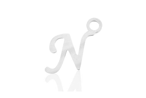 Stainless Alphabet Pendant Letter N 16mm - 1pc