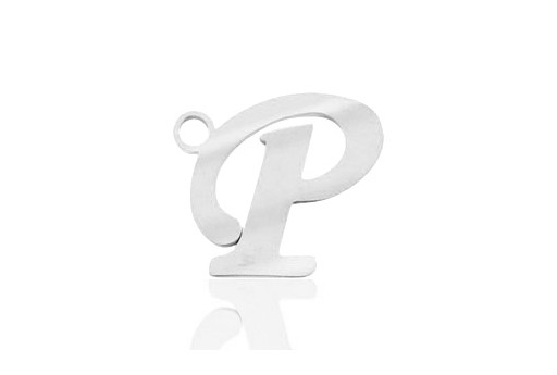 Stainless Alphabet Pendant Letter P 16mm - 1pc