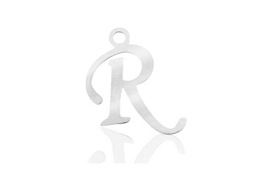 Stainless Alphabet Pendant Letter R 16mm - 1pc