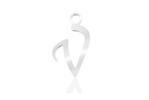 Stainless Alphabet Pendant Letter V 16mm - 1pc