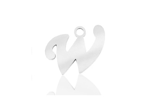 Stainless Alphabet Pendant Letter W 16mm - 1pc